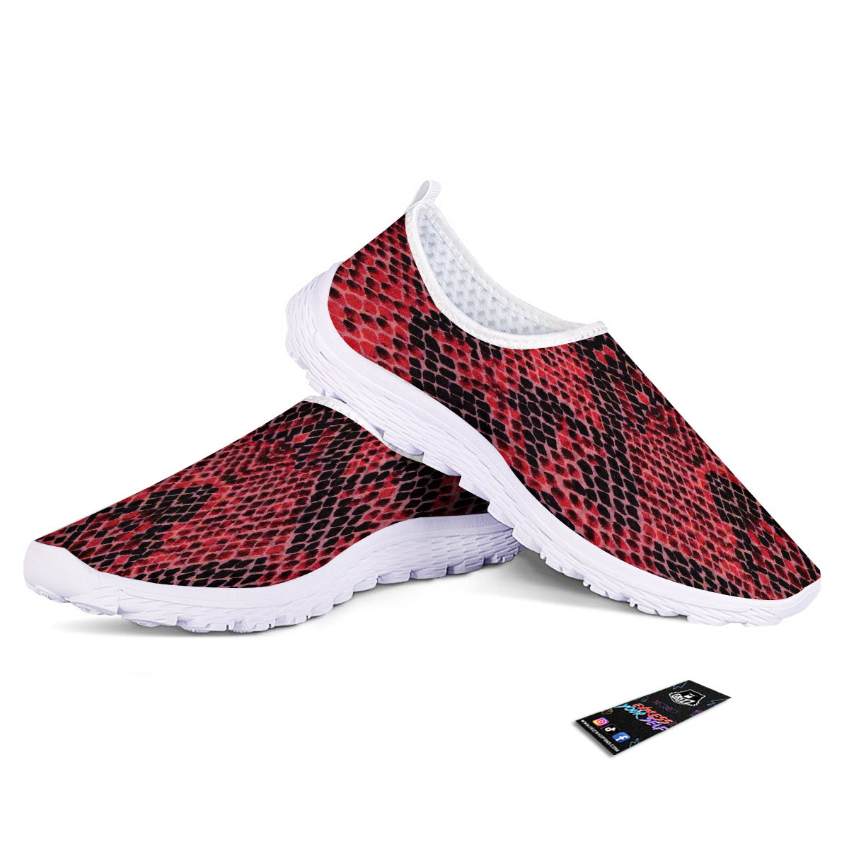 Snakeskin Python Red Print Nurse Shoes-grizzshop