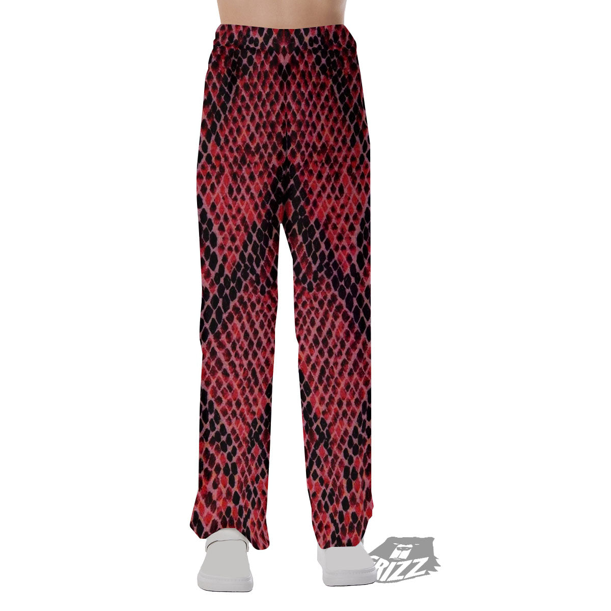 Snakeskin Python Red Print Pajama Pants-grizzshop