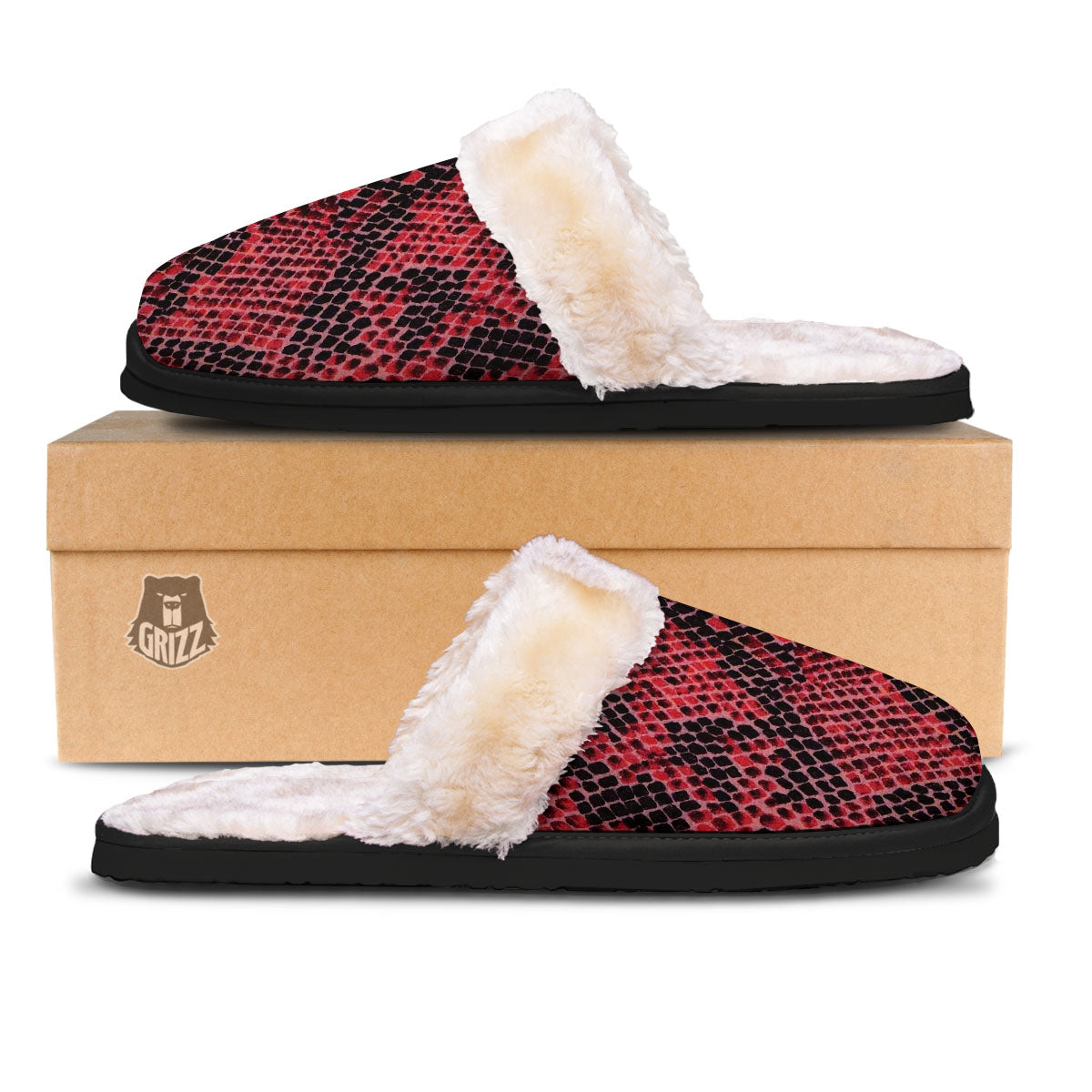 Snakeskin Python Red Print Slippers-grizzshop