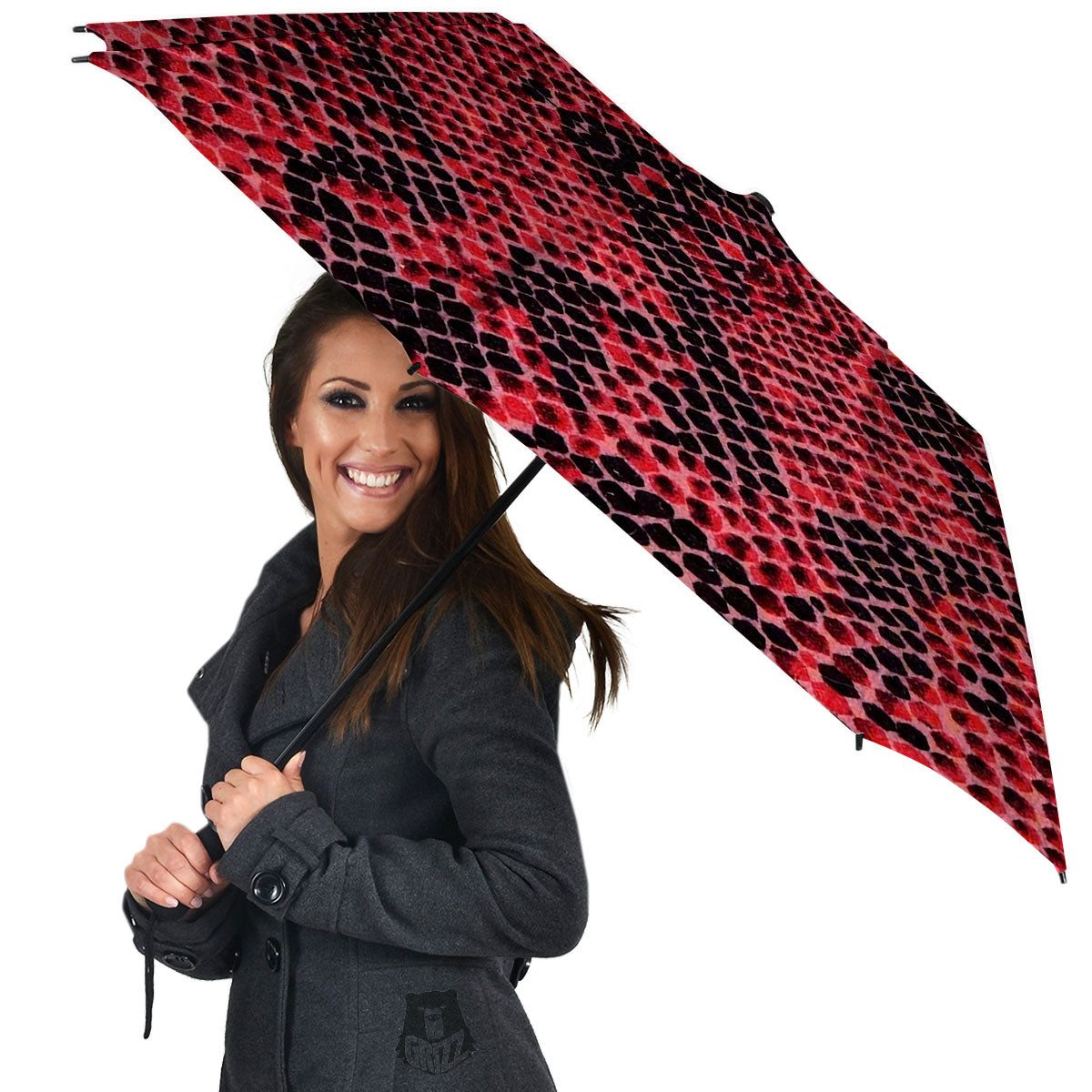 Snakeskin Python Red Print Umbrella-grizzshop