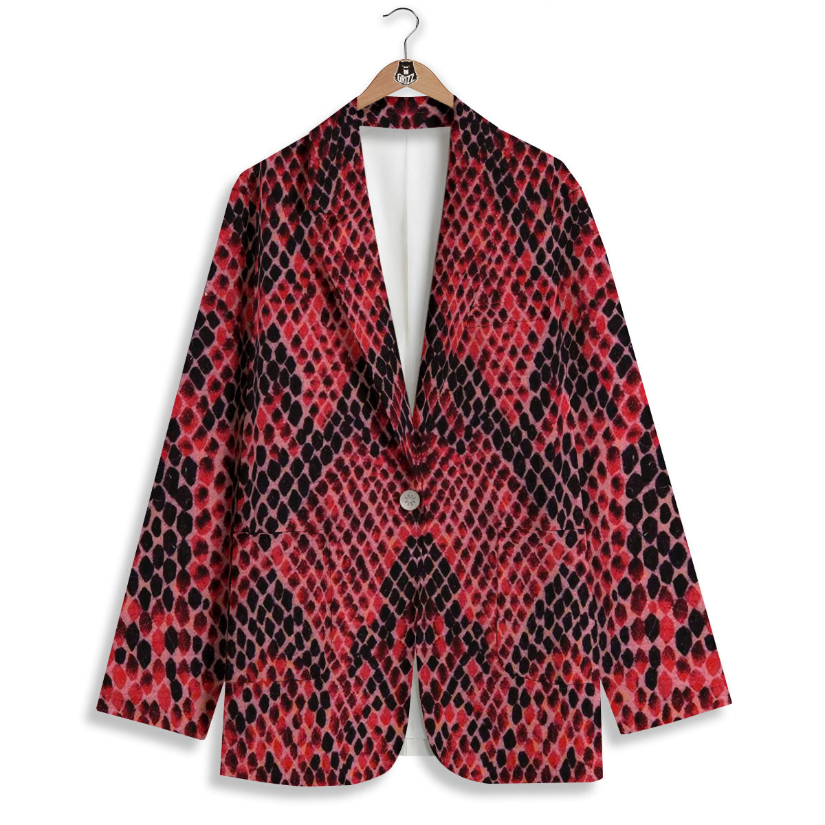 Snakeskin Python Red Print Women's Blazer-grizzshop