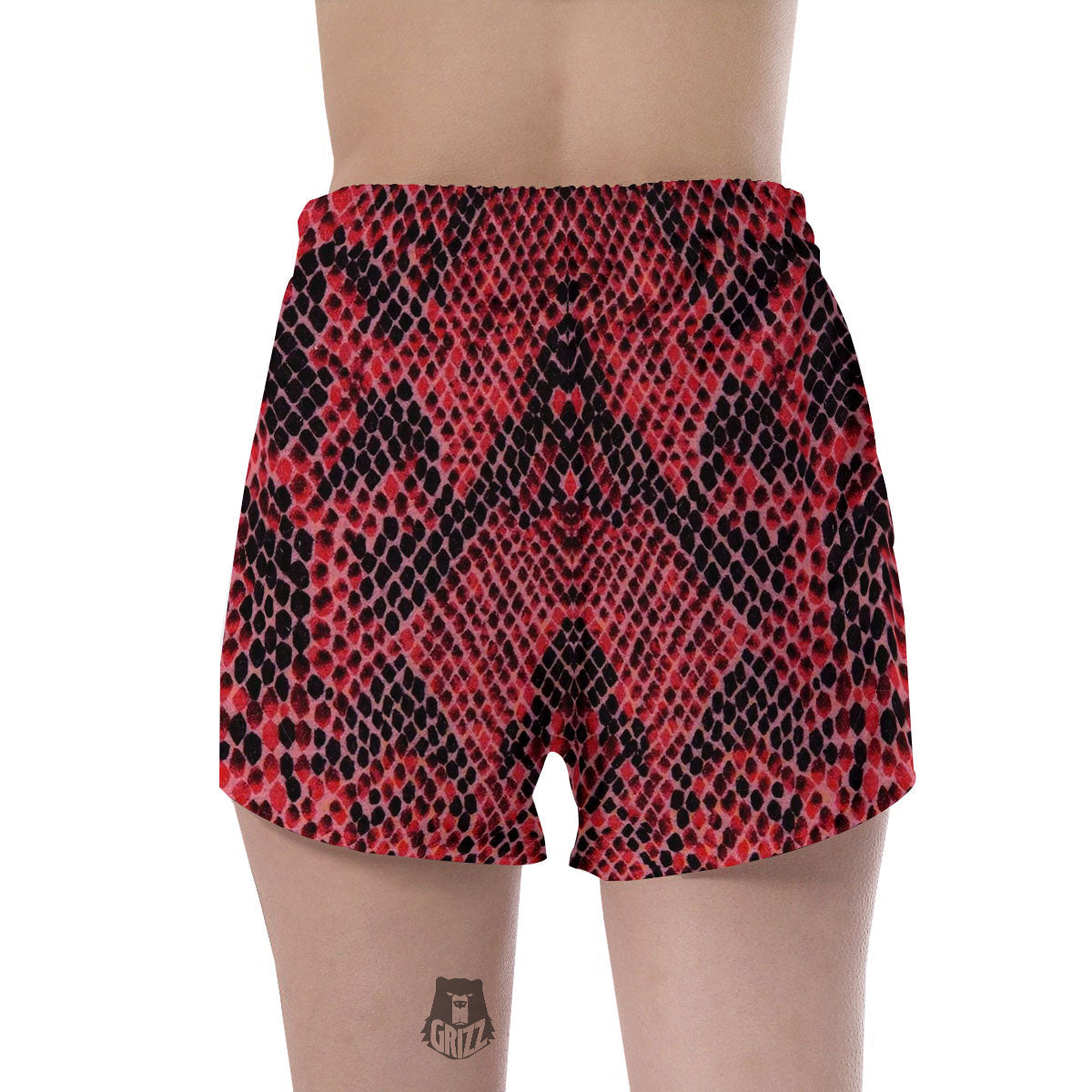 Snakeskin Python Red Print Women's Shorts-grizzshop