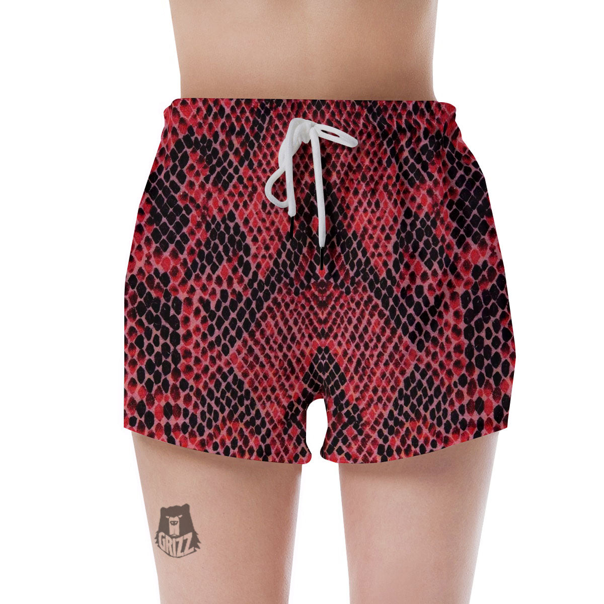 Snakeskin Python Red Print Women's Shorts-grizzshop
