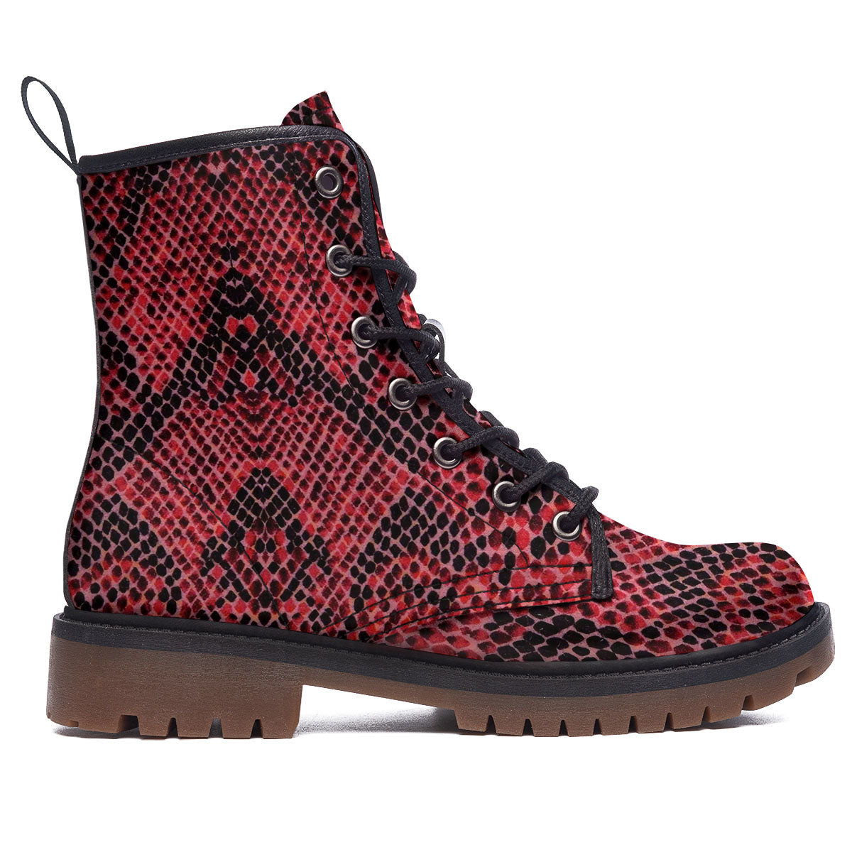 Snakeskin Python Red Print Work Boots-grizzshop