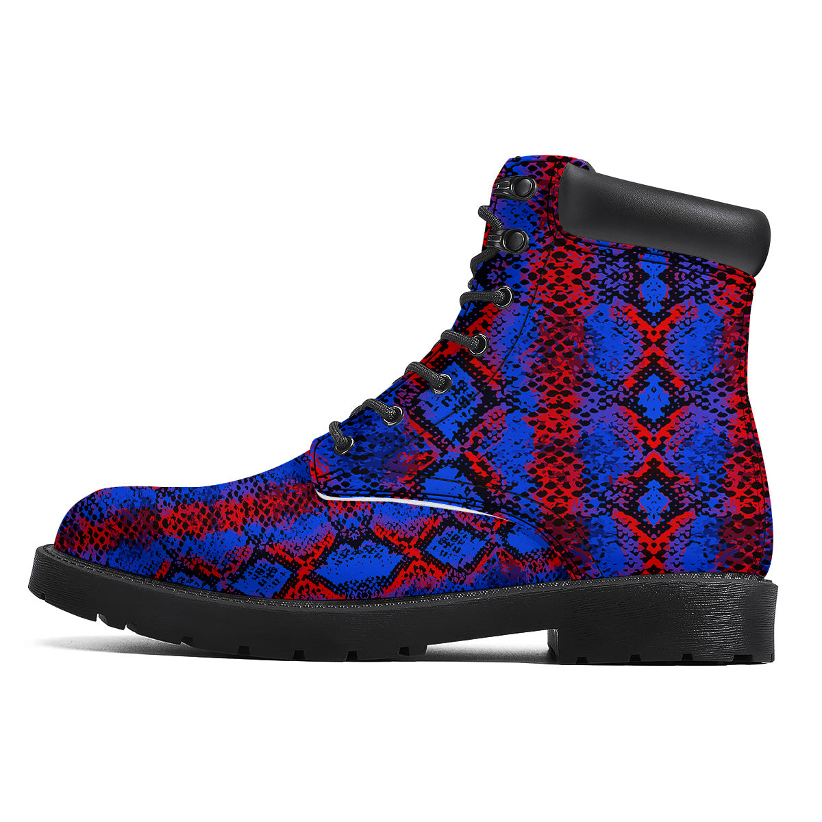 Snakeskin Red And Blue Print Boots-grizzshop