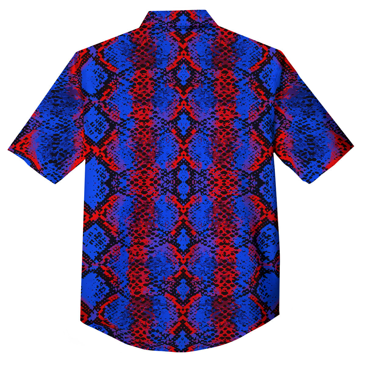 Snakeskin Red And Blue Print Button Up Shirt-grizzshop