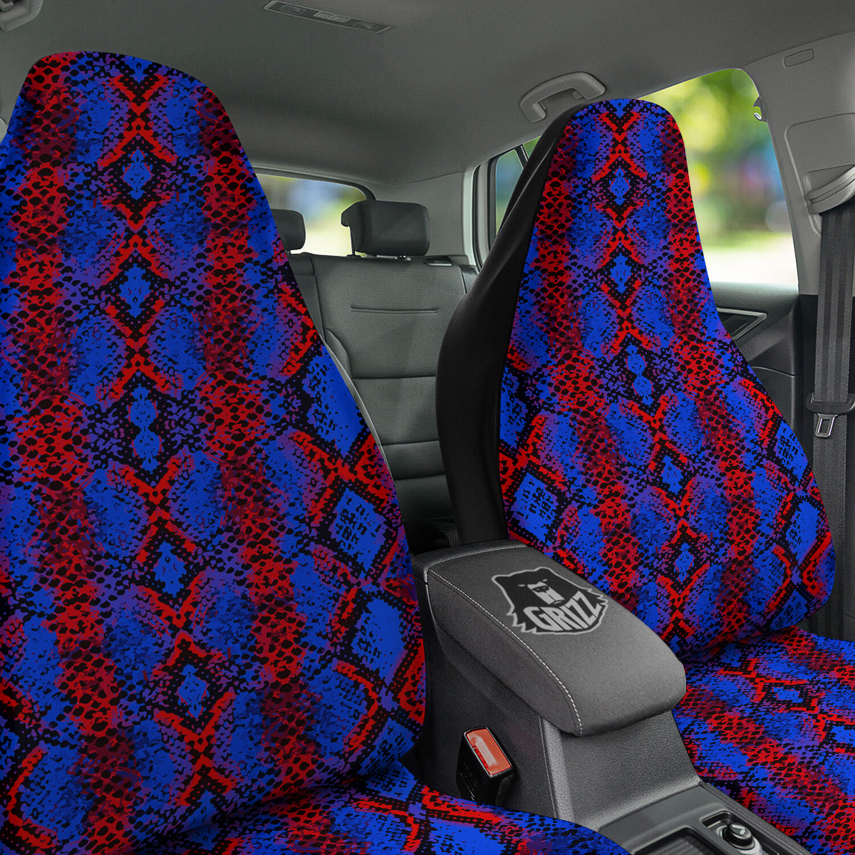 Snakeskin Red And Blue Print Car Seat Covers-grizzshop