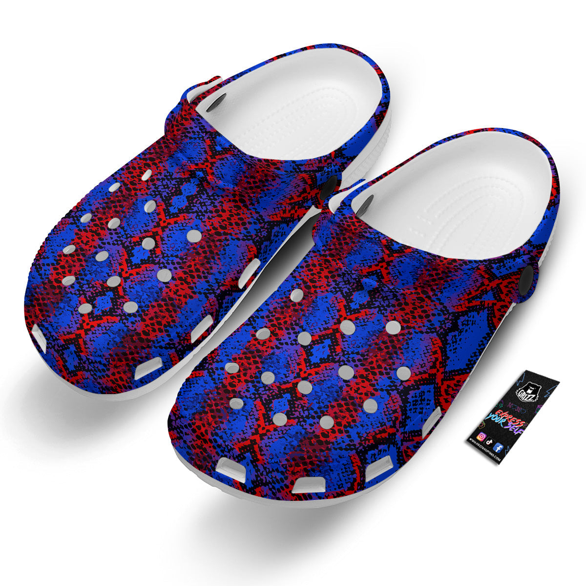 Snakeskin Red And Blue Print Clog-grizzshop