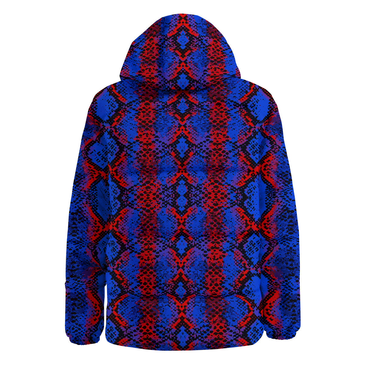 Snakeskin Red And Blue Print Down Jacket-grizzshop