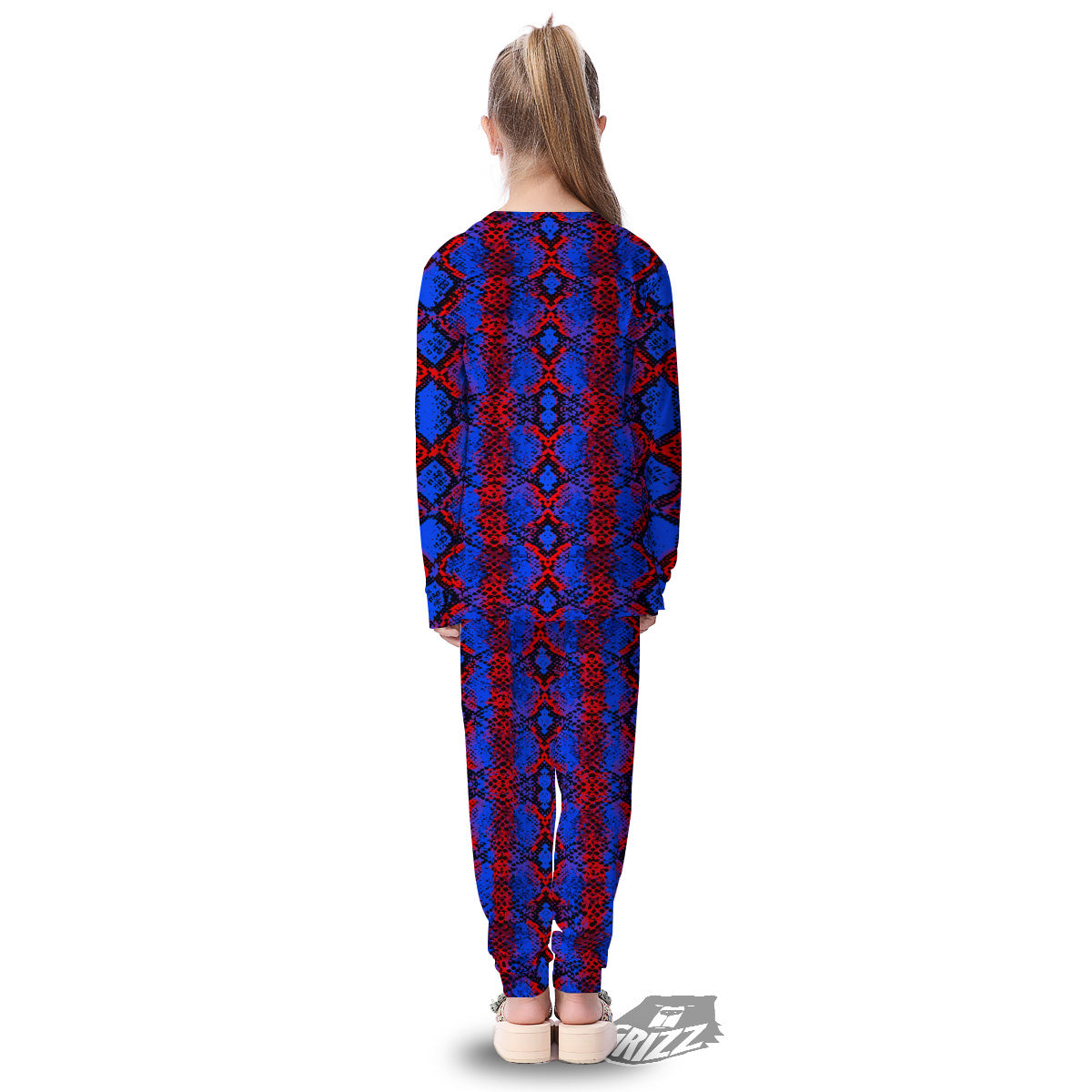 Snakeskin Red And Blue Print Kid's Pajamas-grizzshop