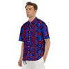 Snakeskin Red And Blue Print Men's Short Sleeve Shirts-grizzshop