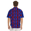 Snakeskin Red And Blue Print Men's Short Sleeve Shirts-grizzshop