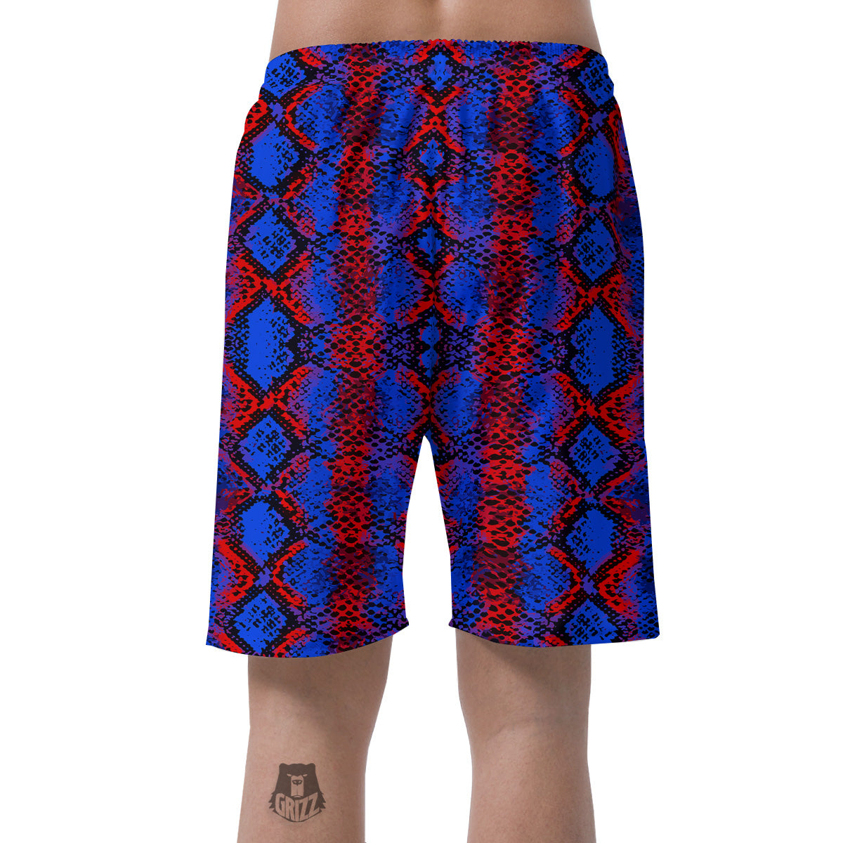 Snakeskin Red And Blue Print Men's Shorts-grizzshop