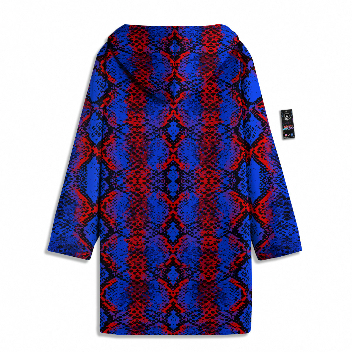 Snakeskin Red And Blue Print Men's Windbreaker Jacket-grizzshop