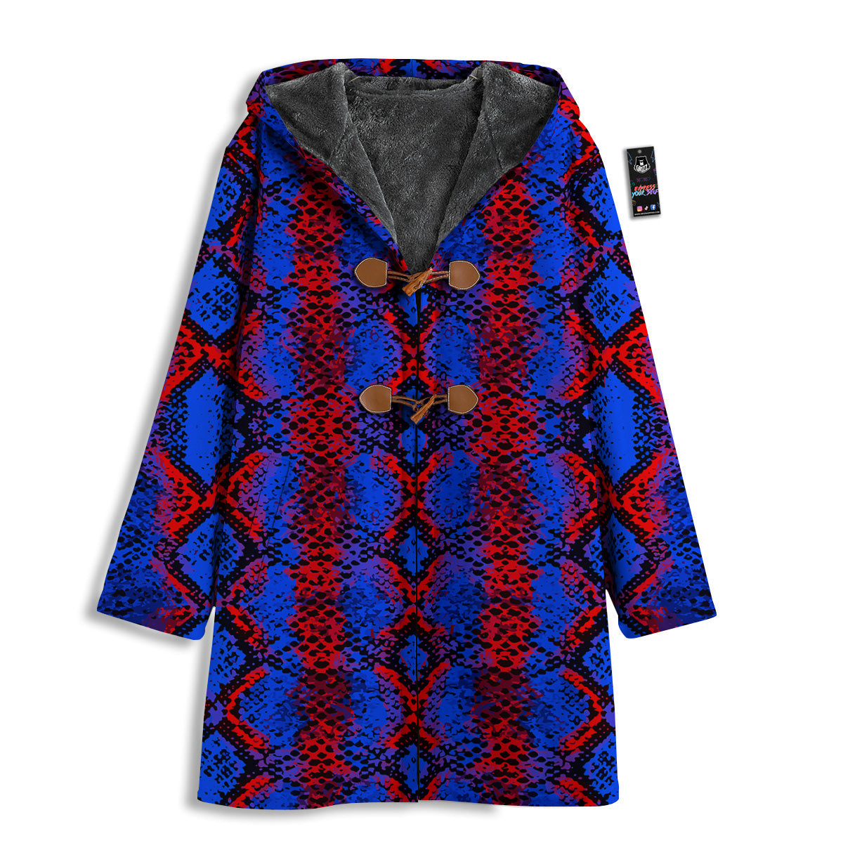 Snakeskin Red And Blue Print Men's Windbreaker Jacket-grizzshop