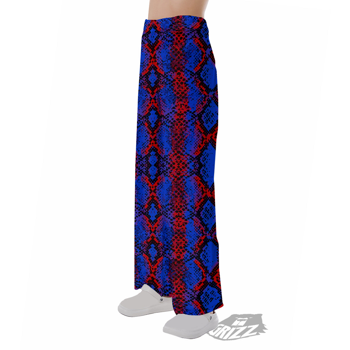 Snakeskin Red And Blue Print Pajama Pants-grizzshop
