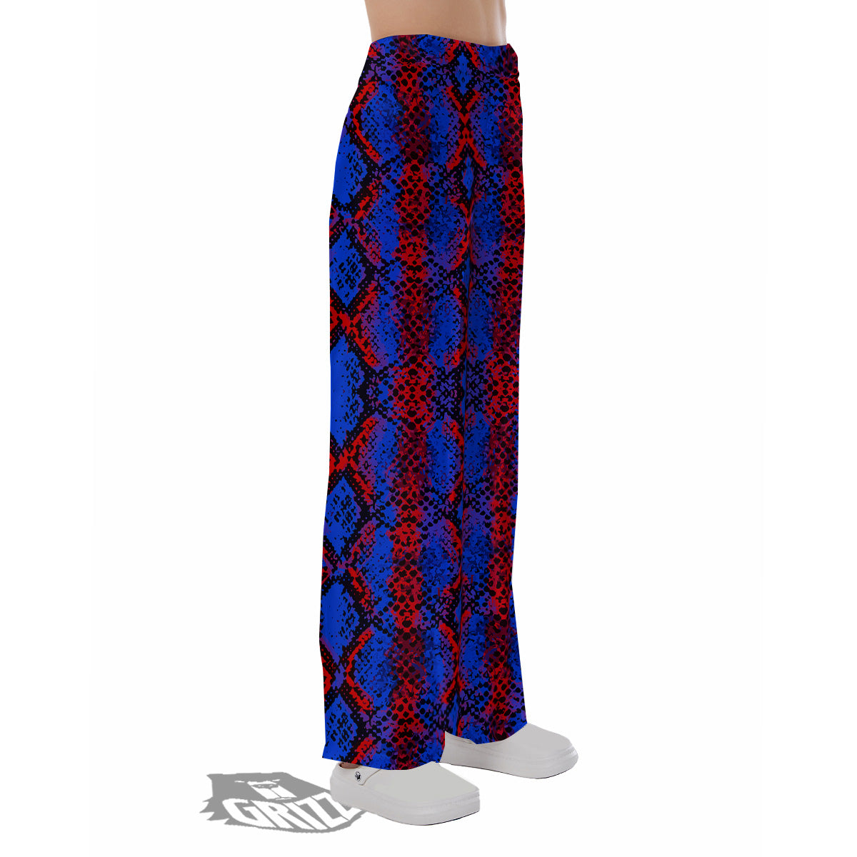 Snakeskin Red And Blue Print Pajama Pants-grizzshop