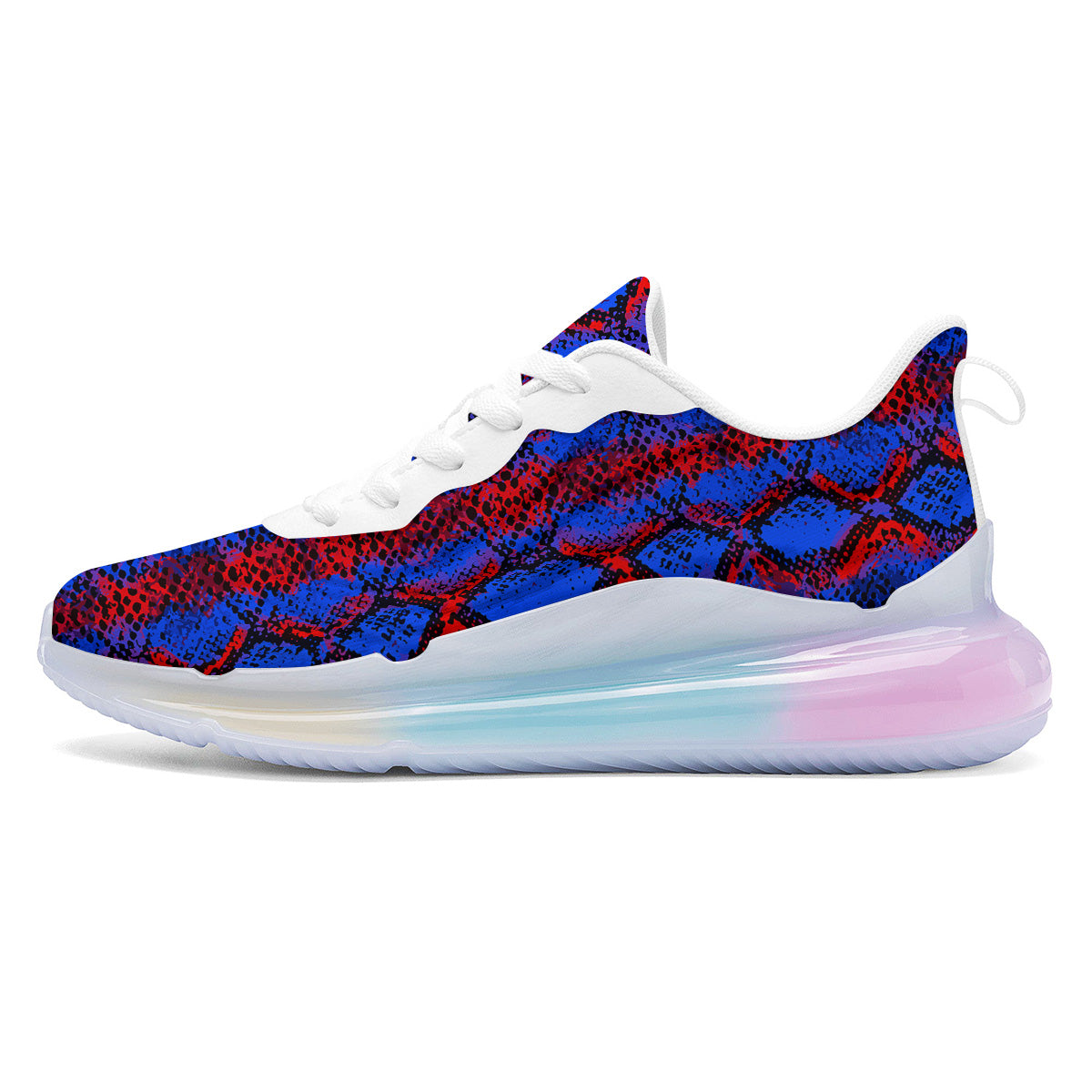 Snakeskin Red And Blue Print Running Sneakers-grizzshop
