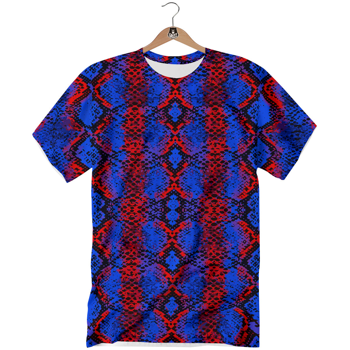 Snakeskin Red And Blue Print T-Shirt-grizzshop