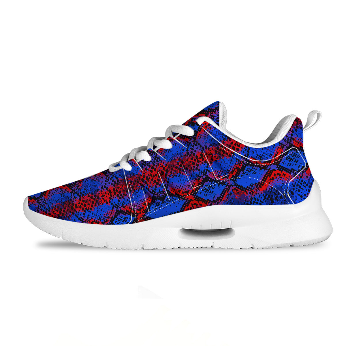 Snakeskin Red And Blue Print Tennis Shoes-grizzshop