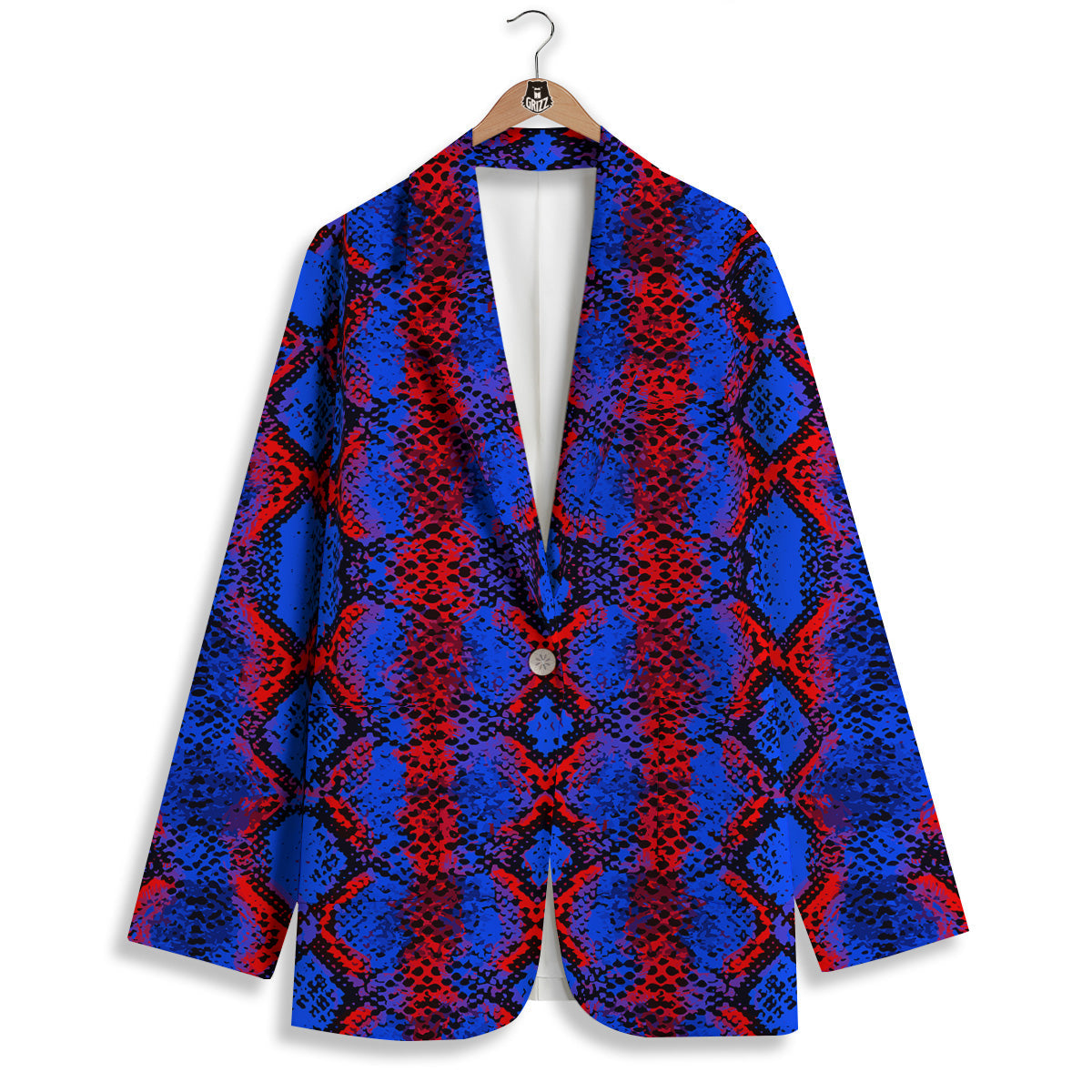 Snakeskin Red And Blue Print Women's Blazer-grizzshop