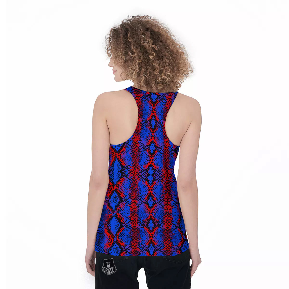 Snakeskin Red And Blue Print Women's Racerback Tank Top-grizzshop