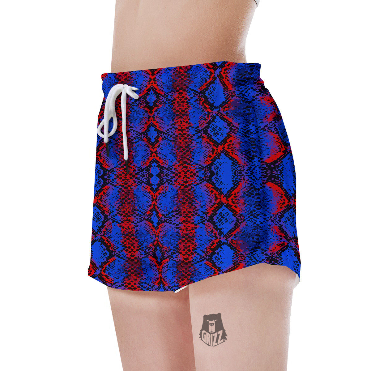 Snakeskin Red And Blue Print Women's Shorts-grizzshop