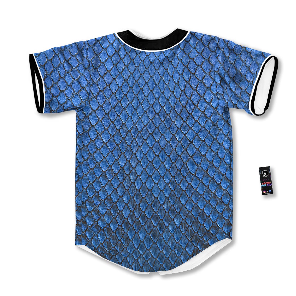 Snakeskin Steel Blue Print Baseball Jersey-grizzshop