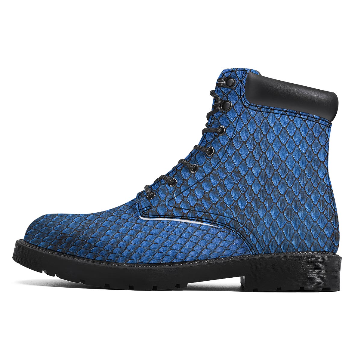 Snakeskin Steel Blue Print Boots-grizzshop