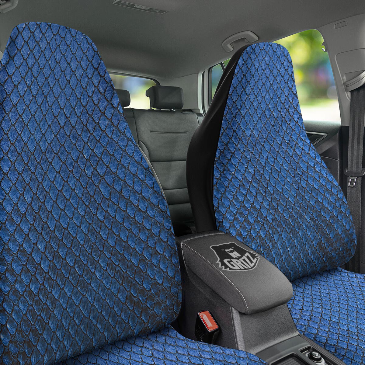 Snakeskin Steel Blue Print Car Seat Covers-grizzshop