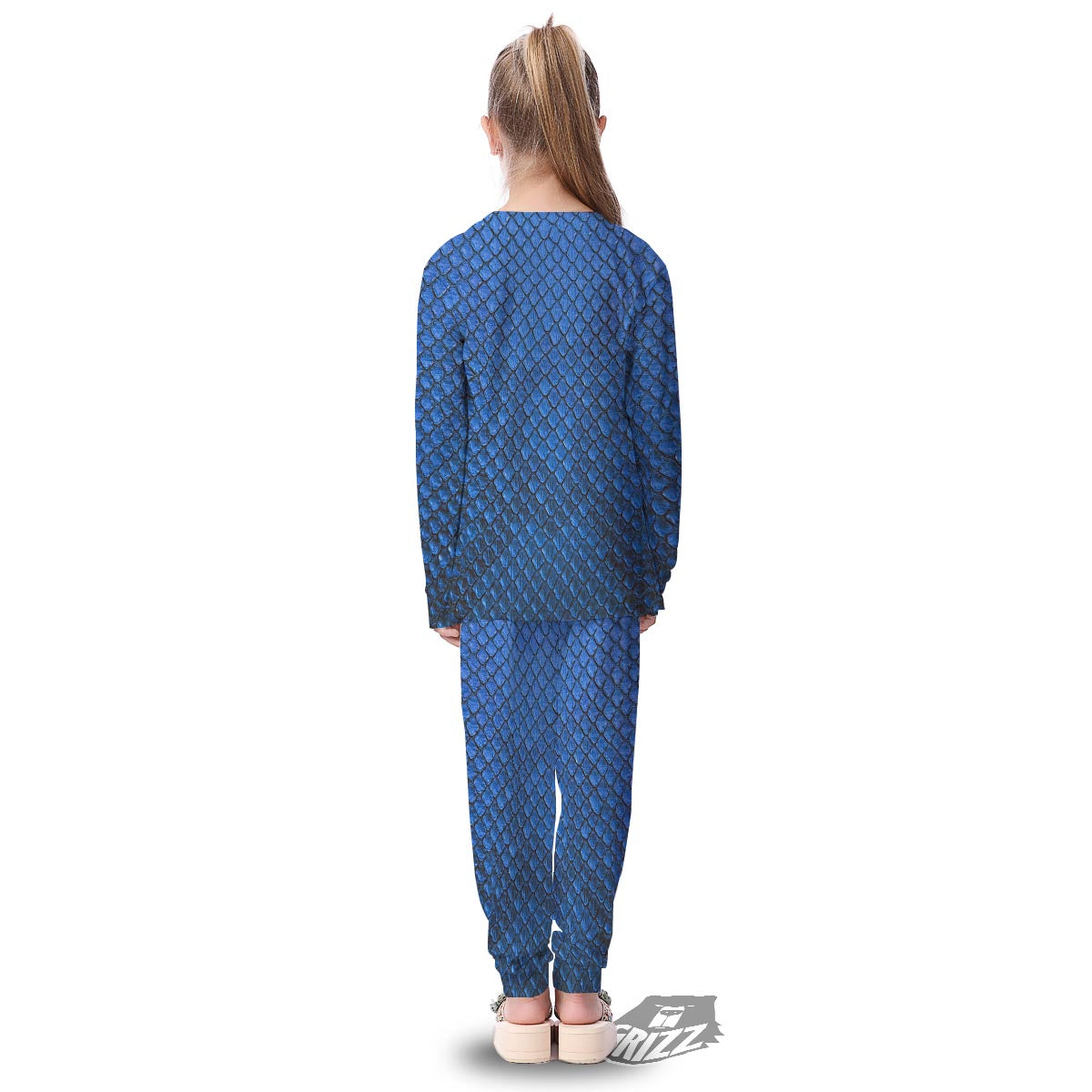 Snakeskin Steel Blue Print Kid's Pajamas-grizzshop