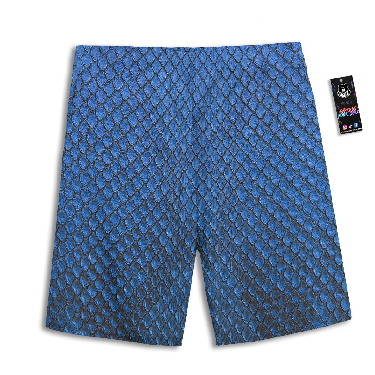 Snakeskin Steel Blue Print Men's Athletic Shorts