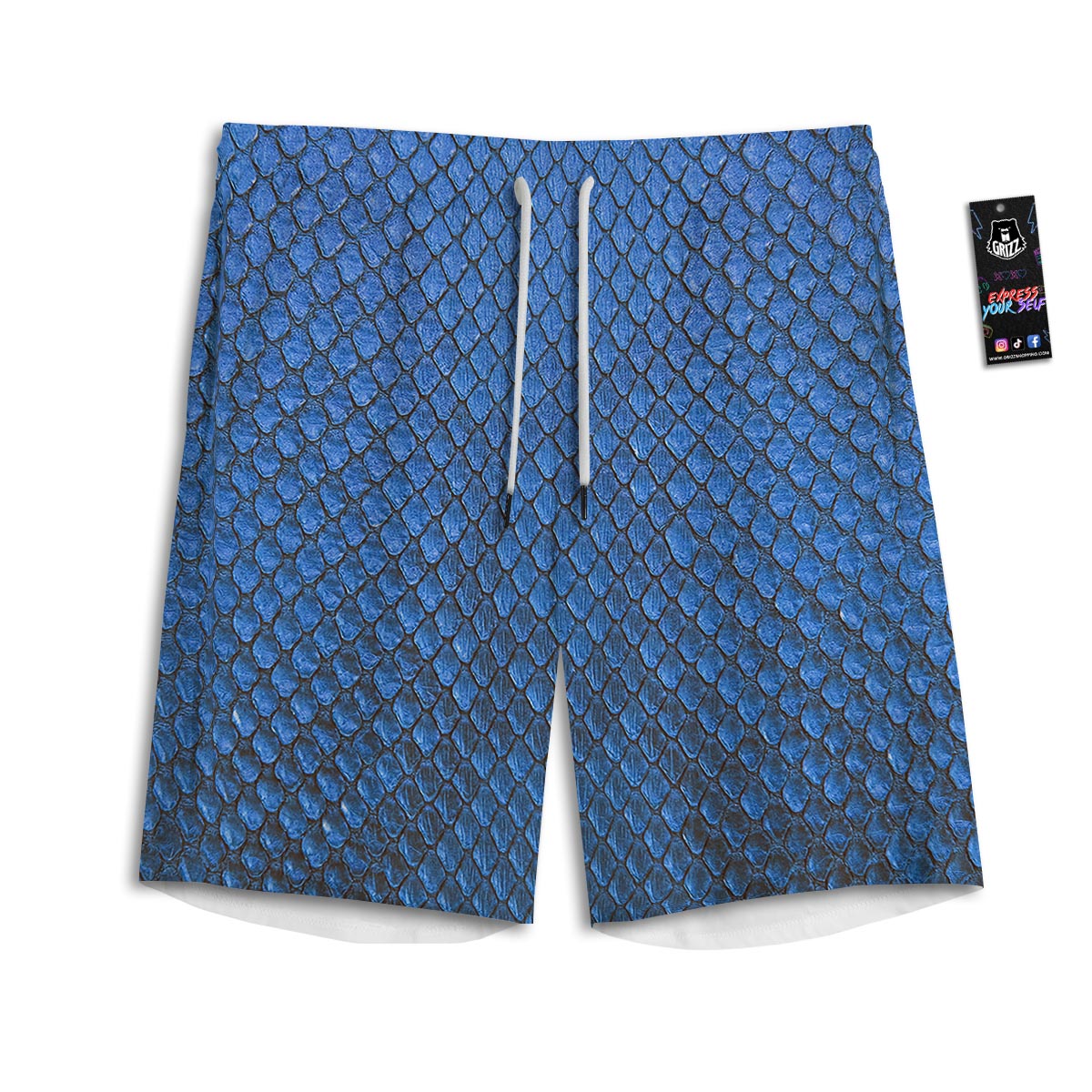 Snakeskin Steel Blue Print Men's Athletic Shorts