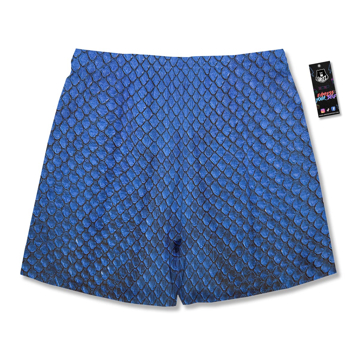 Snakeskin Steel Blue Print Men's Running Shorts-grizzshop