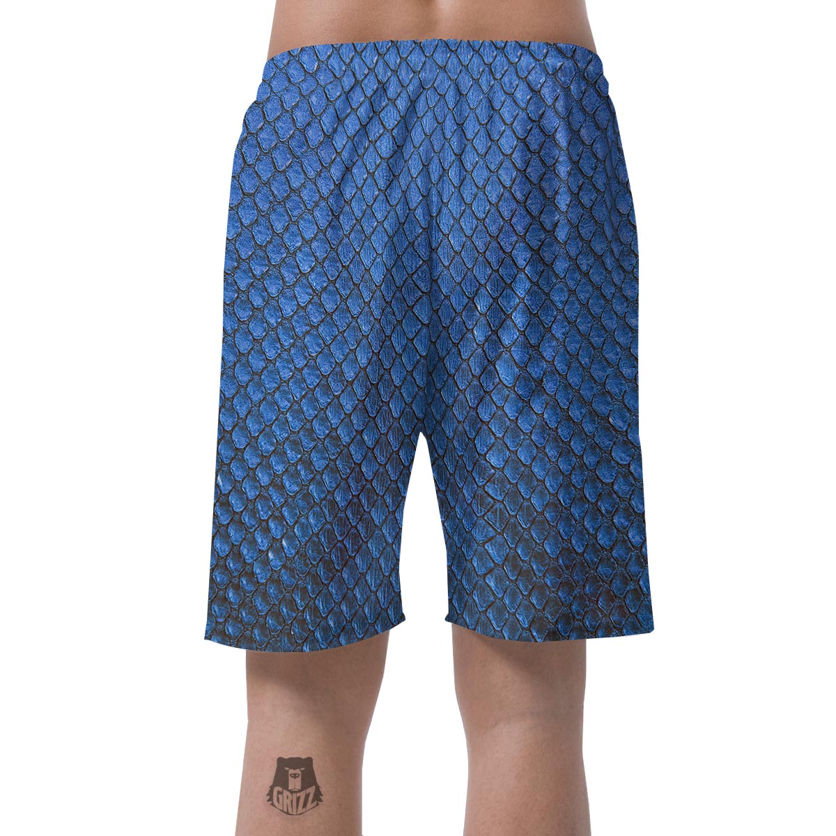 Snakeskin Steel Blue Print Men's Shorts-grizzshop