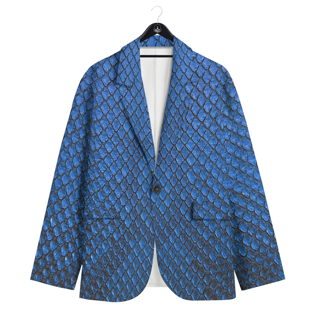 Snakeskin Steel Blue Print Men's Sport Coat-grizzshop