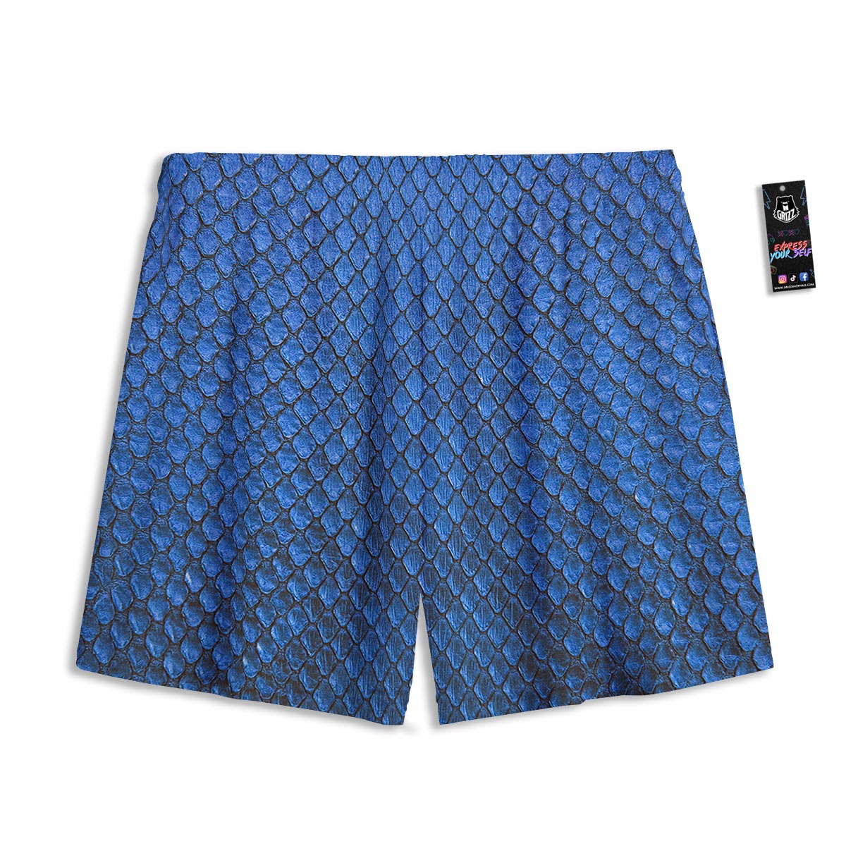 Snakeskin Steel Blue Print Mesh Shorts