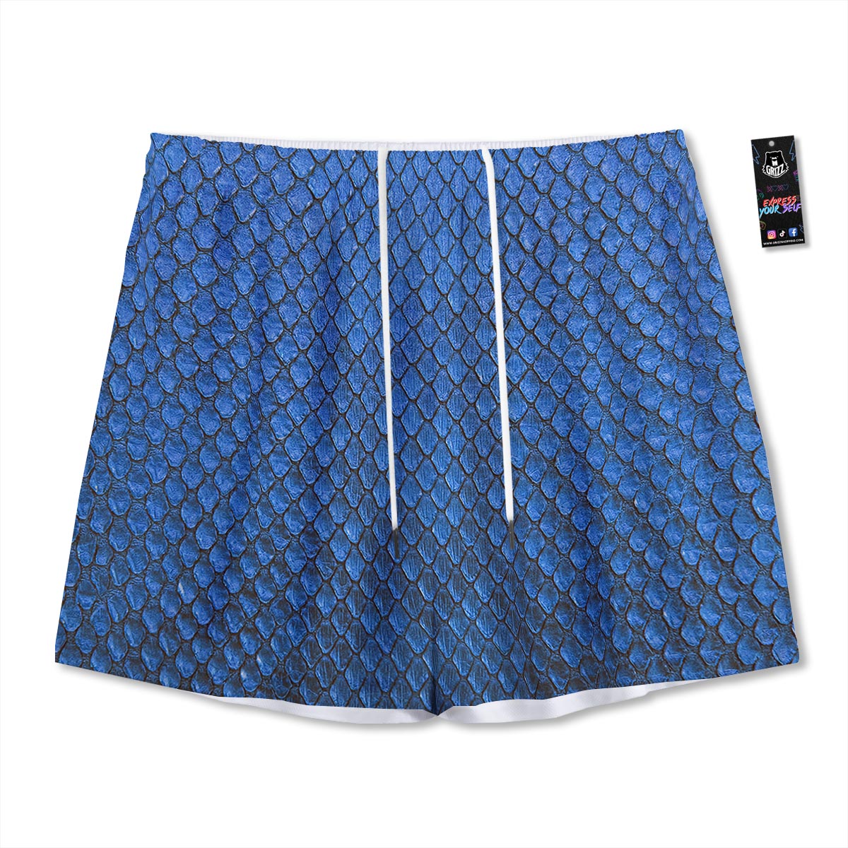 Snakeskin Steel Blue Print Mesh Shorts