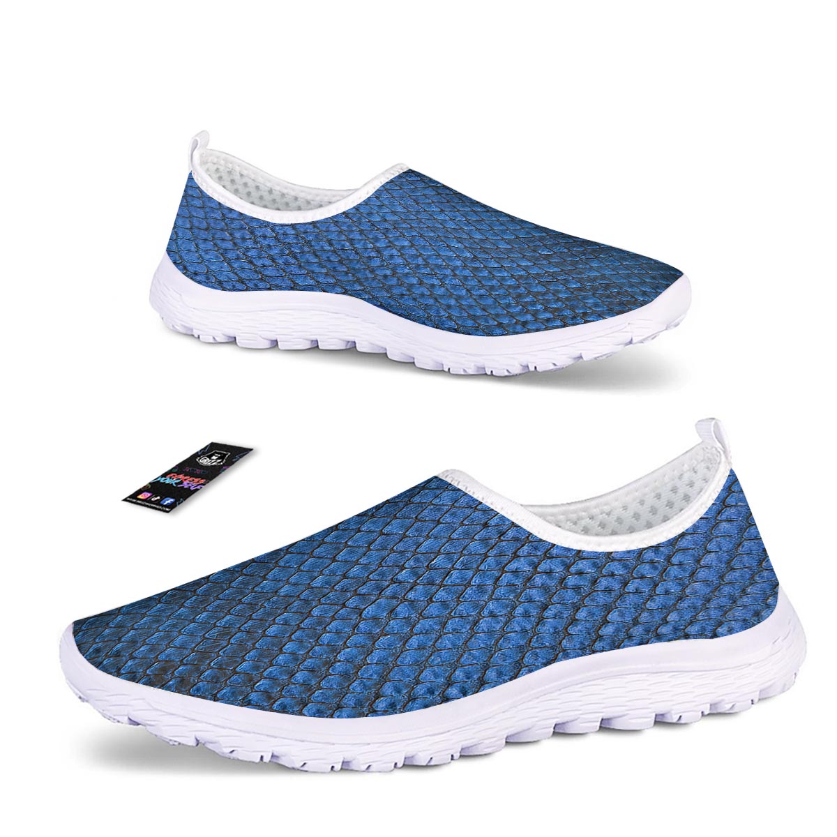 Snakeskin Steel Blue Print Nurse Shoes-grizzshop