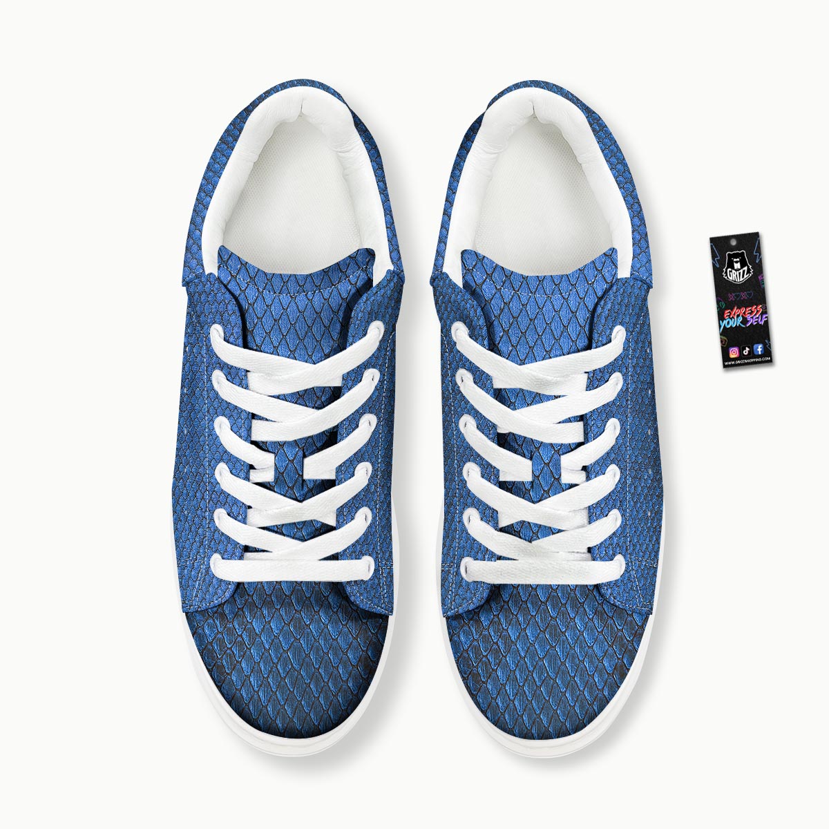 Snakeskin Steel Blue Print Platform Shoes-grizzshop