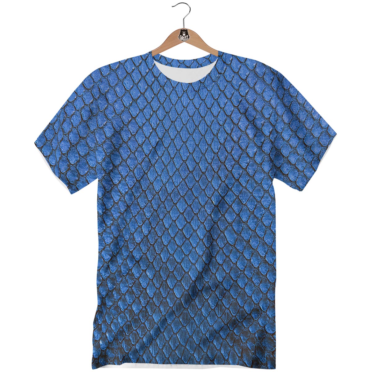 Snakeskin Steel Blue Print T-Shirt-grizzshop