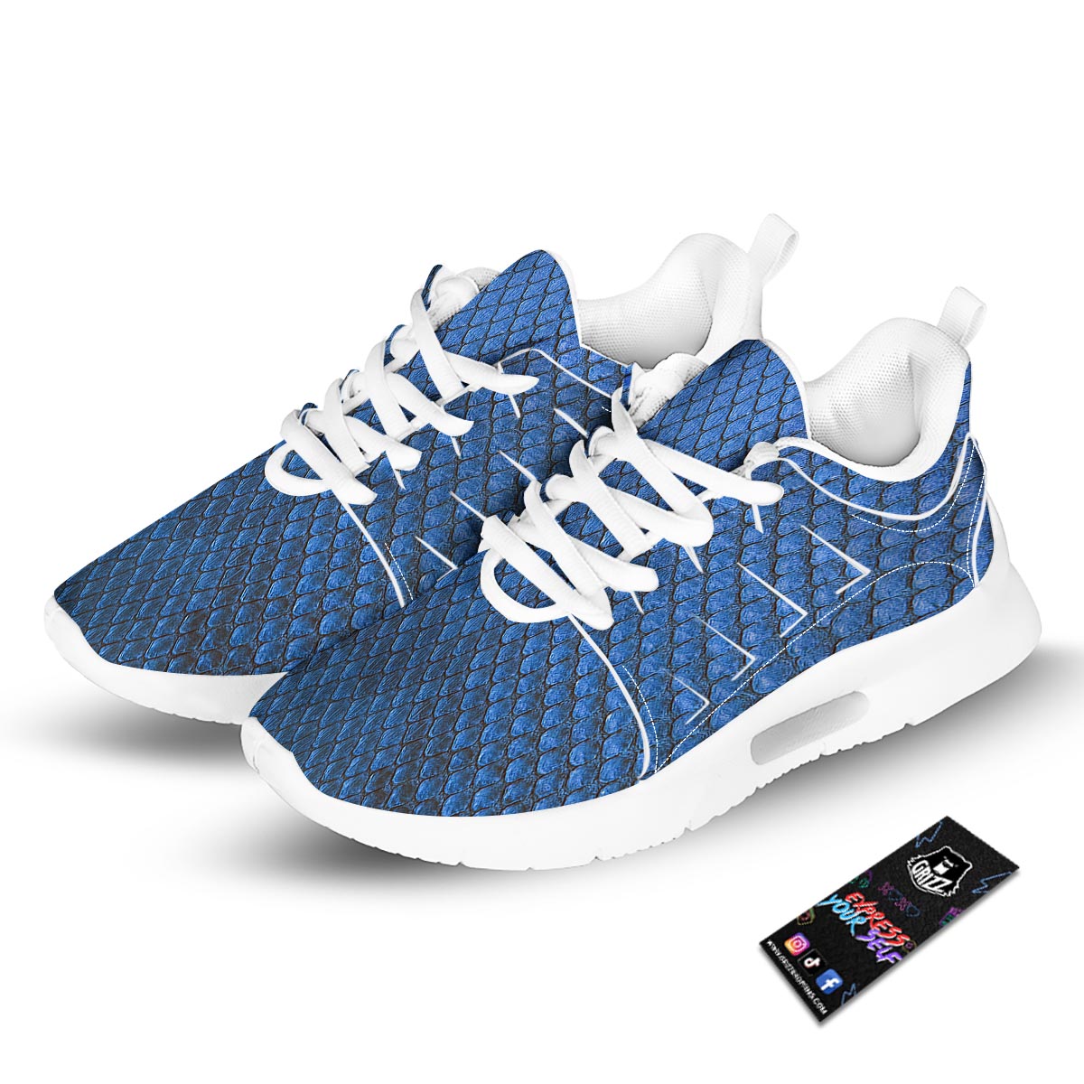 Snakeskin Steel Blue Print Tennis Shoes-grizzshop