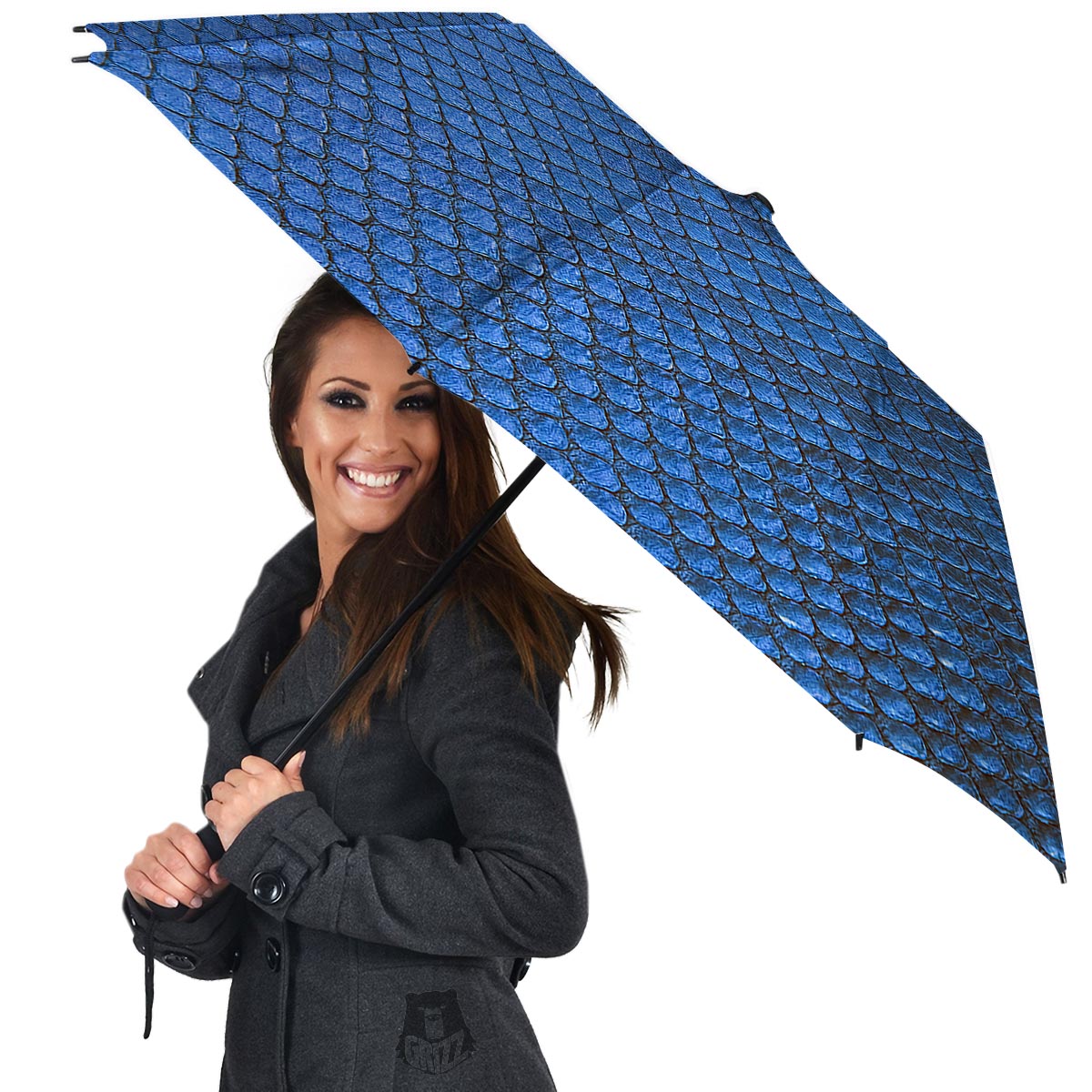 Snakeskin Steel Blue Print Umbrella-grizzshop