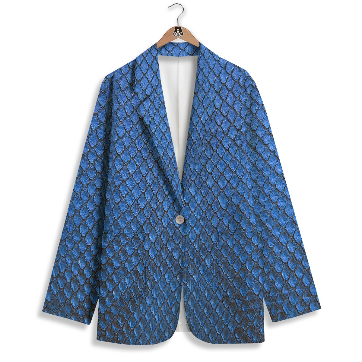 Snakeskin Steel Blue Print Women's Blazer-grizzshop