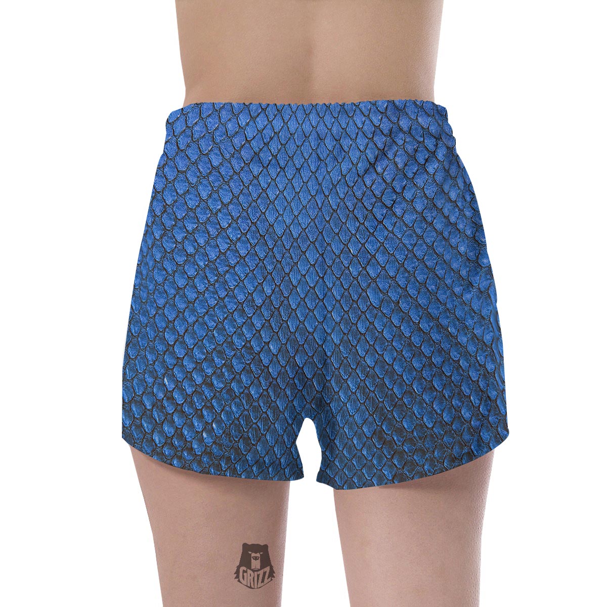 Snakeskin Steel Blue Print Women's Shorts-grizzshop