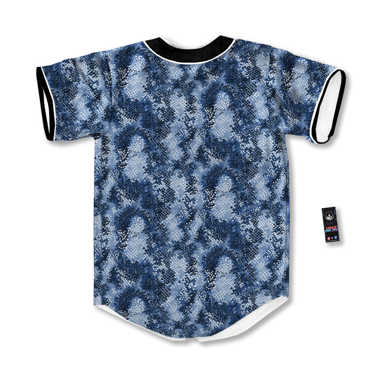Snakeskin Watercolor Print Pattern Baseball Jersey-grizzshop