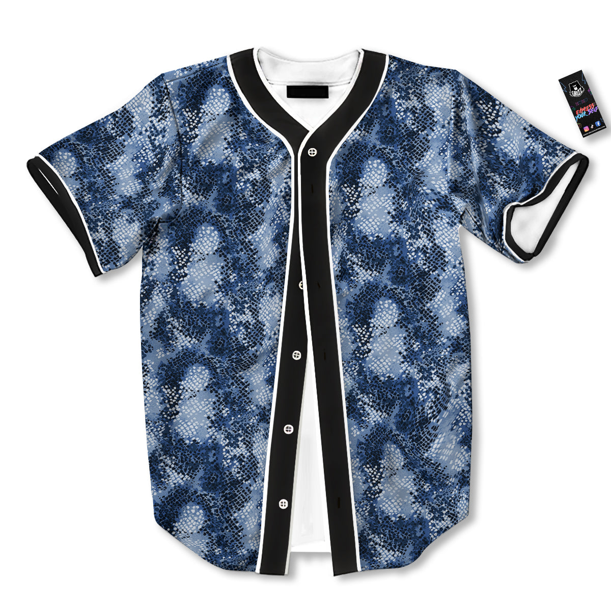 Snakeskin Watercolor Print Pattern Baseball Jersey-grizzshop