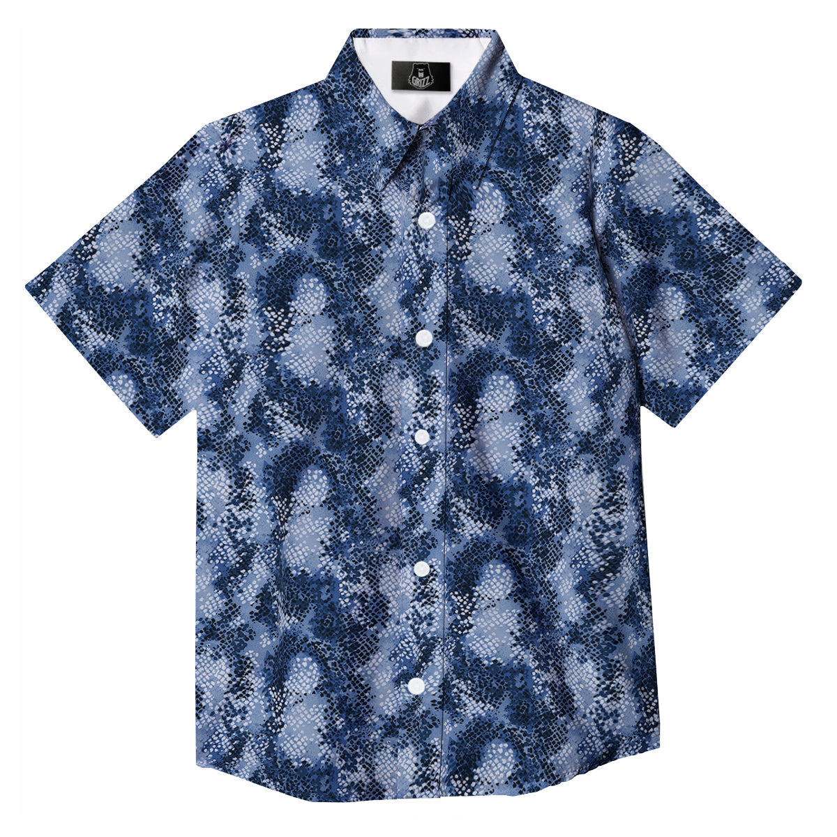 Snakeskin Watercolor Print Pattern Button Up Shirt-grizzshop