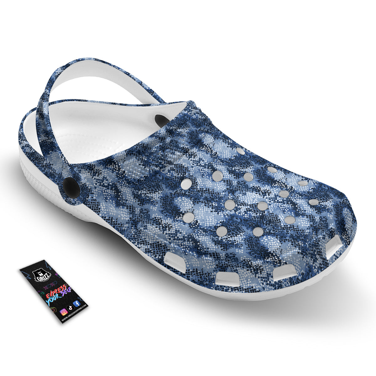 Snakeskin Watercolor Print Pattern Clog-grizzshop