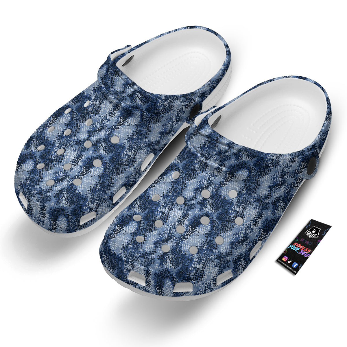 Snakeskin Watercolor Print Pattern Clog-grizzshop